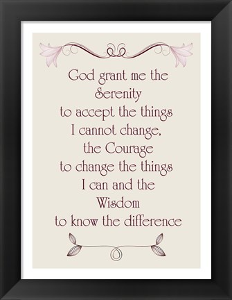 Framed Serenity Prayer quote Print