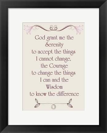 Framed Serenity Prayer quote Print