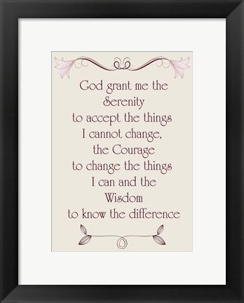 Framed Serenity Prayer quote Print