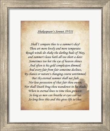 Framed Shakespeare&#39;s Sonnet 18 Print