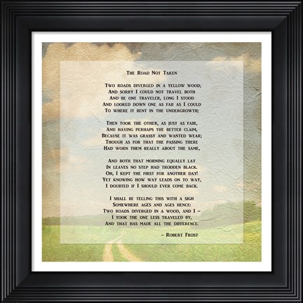 Framed Robert Frost Road Less Traveled Poem Print
