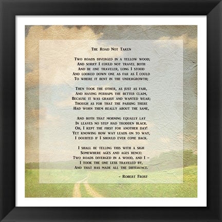 Framed Robert Frost Road Less Traveled Poem Print