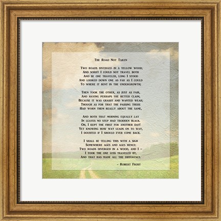 Framed Robert Frost Road Less Traveled Poem Print