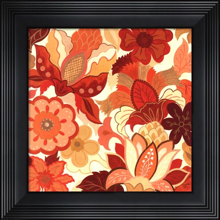 Framed Vermillion Garden I Print
