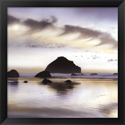 Framed Twilight On The Coastline Print