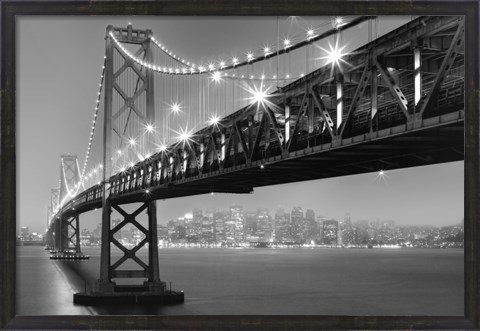 Framed Bay Bridge At Night Print