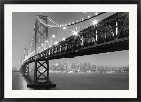 Framed Bay Bridge At Night Print