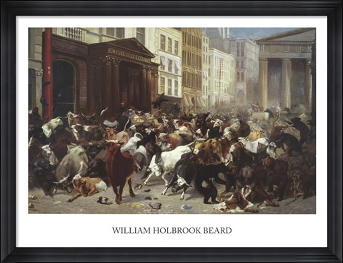 Framed Wall Street: Bulls &amp; Bears Print