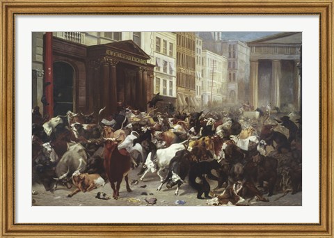 Framed Wall Street: Bulls &amp; Bears Print