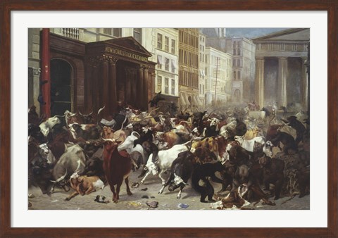 Framed Wall Street: Bulls &amp; Bears Print