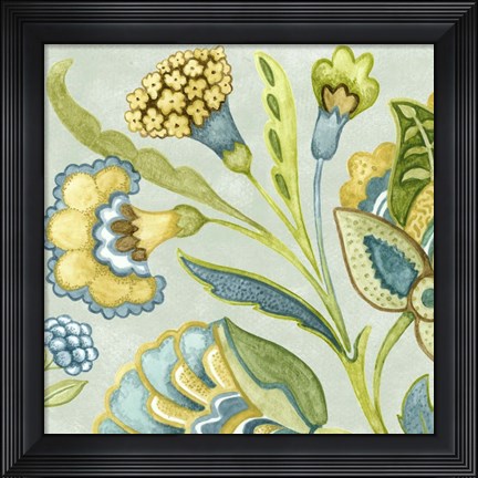 Framed Decorative Golden Bloom I Print