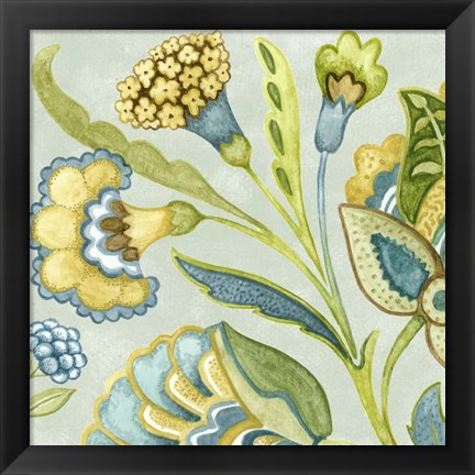 Framed Decorative Golden Bloom I Print
