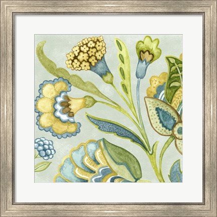 Framed Decorative Golden Bloom I Print