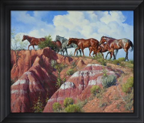 Framed Colored Clay &amp; Quarterhorse Print