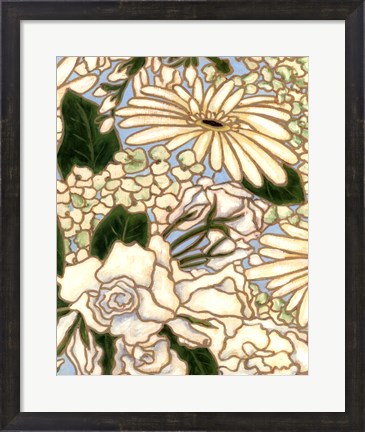 Framed White Flower Spray II Print