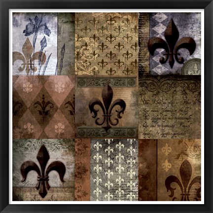 Framed Fleur-de-Lis 9-Patch Print