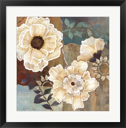 Framed Flowers At Dawn I Print