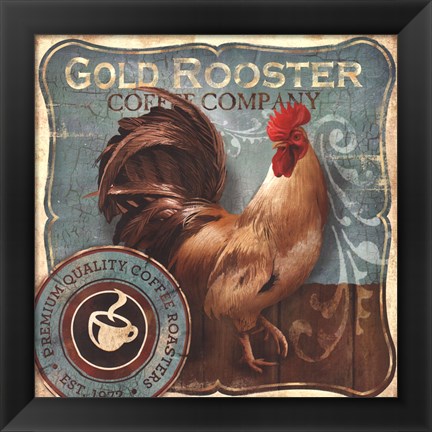 Framed Gold Rooster Print