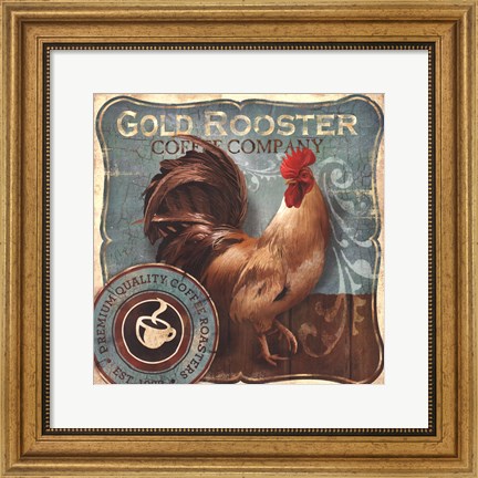 Framed Gold Rooster Print