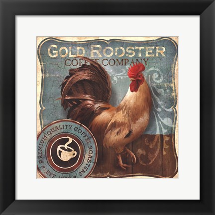 Framed Gold Rooster Print