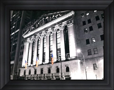 Framed New York Stock Exchange at Night Print