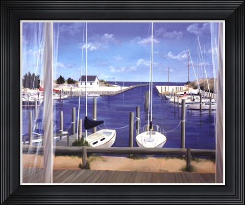 Framed Window on Deon Harbor Print
