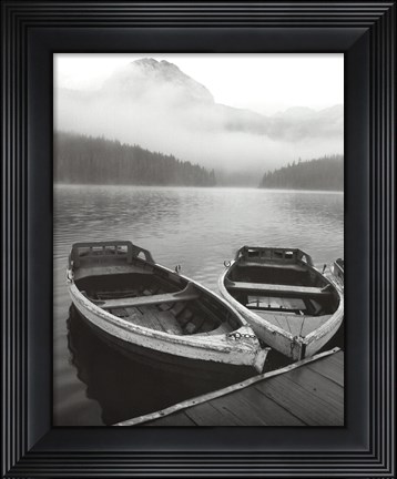 Framed Two Rowboats at Pier Print