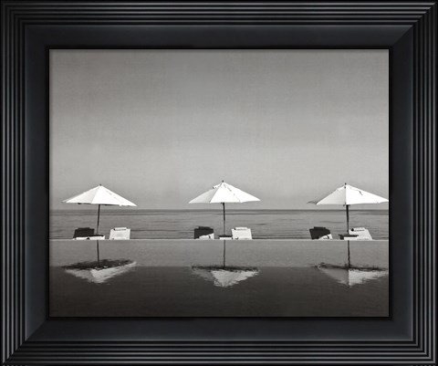 Framed Umbrellas by the Sea Print