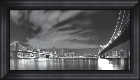 Framed Brooklyn and Manhattan Bridge at Night II Print
