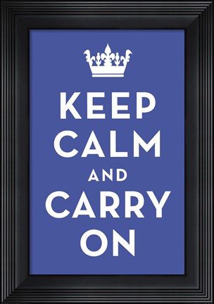 Framed Keep Calm and Carry On (Light Blue) Print