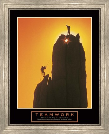 Framed Teamwork-Sunset Climbers Print