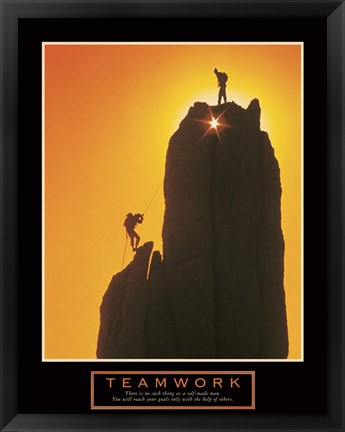 Framed Teamwork-Sunset Climbers Print