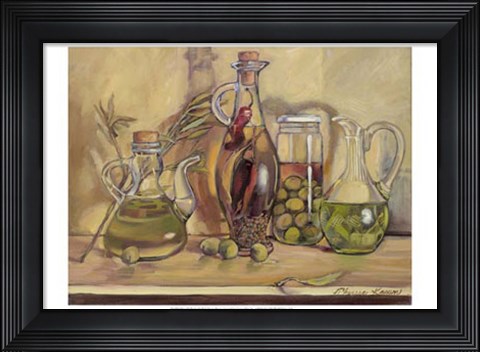 Framed Olive Oil Bottles Print