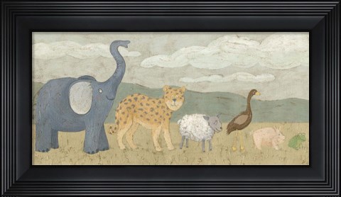 Framed Animals All in a Row I Print
