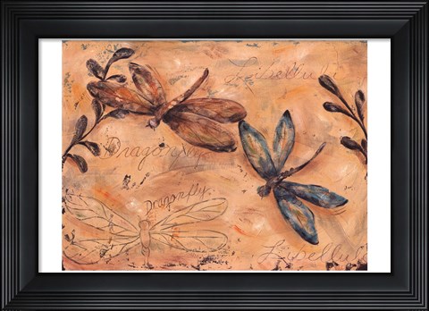 Framed Fluttering Dragonflies Print
