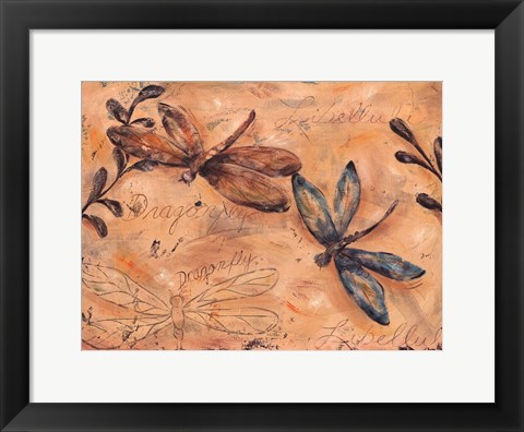 Framed Fluttering Dragonflies Print