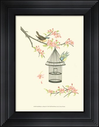 Framed Small Birds on a Branch I Print