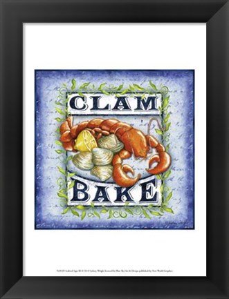 Framed Seafood Sign III Print