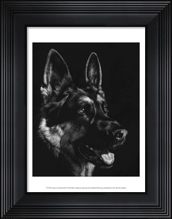 Framed Canine Scratchboard I Print