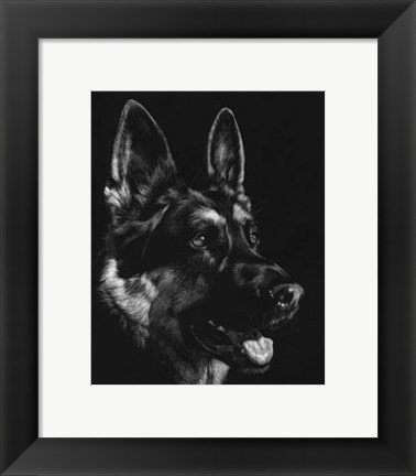 Framed Canine Scratchboard I Print