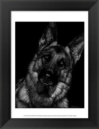 Framed Canine Scratchboard II Print