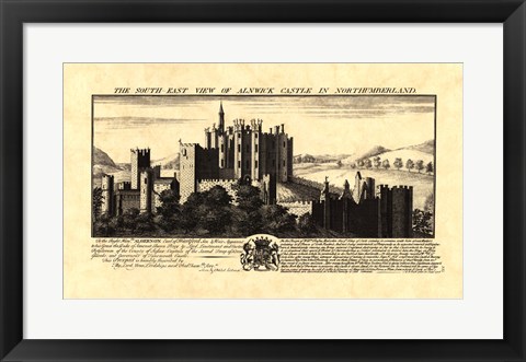 Framed Vintage Alnwick Castle Print