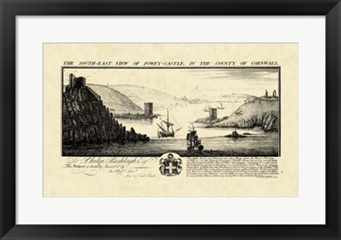 Framed Vintage Fowey Castle Print