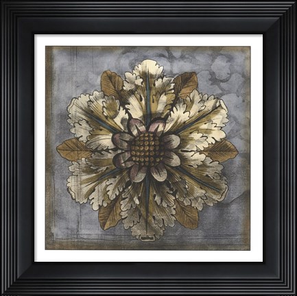 Framed Rosette &amp; Damask I Print