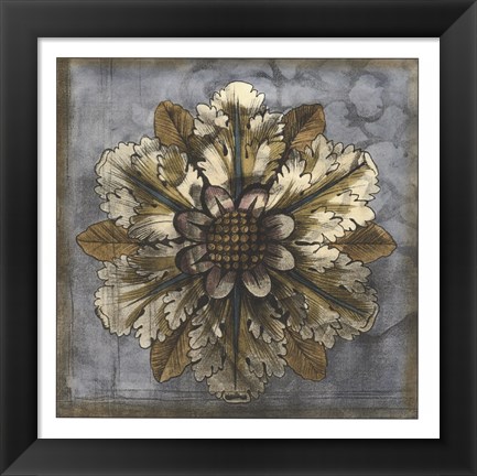 Framed Rosette &amp; Damask I Print