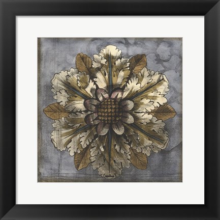 Framed Rosette &amp; Damask I Print