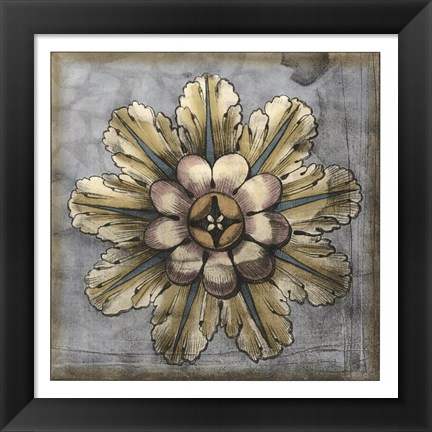 Framed Rosette &amp; Damask II Print