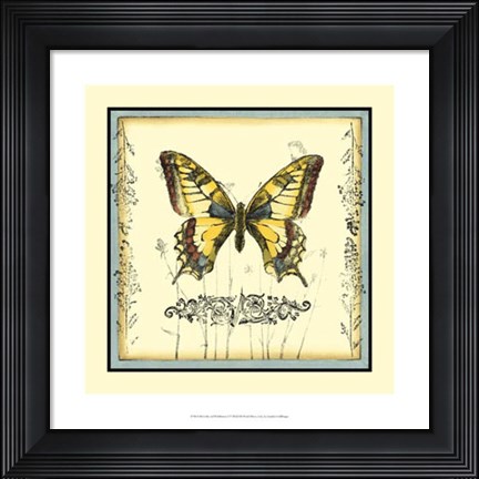 Framed Butterfly and Wildflowers I Print