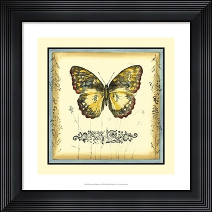 Framed Butterfly and Wildflowers II Print