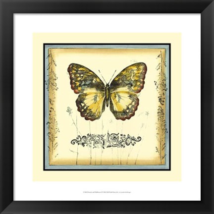 Framed Butterfly and Wildflowers II Print